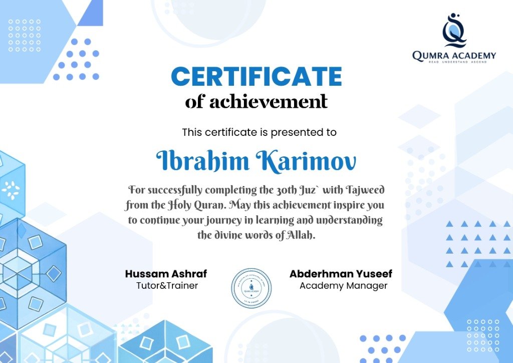 Qumra Academy Certificate — Ibrahim Karimov